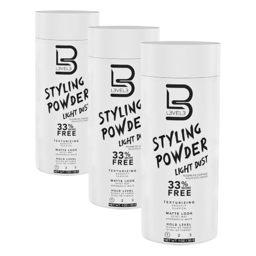 L3 Level 3 Light Hold Styling Powder - Natural Matte Hair Texture, 1 Ounce (Pack of 3)