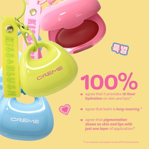 The Cr?me Shop Kiss & Blush Tinted Lip Balm & Blush, Korean Makeup for Lips & Cheeks, Cute Charm Key Chain, Hydrating, Long Lasting Tint, Aloe, Squalane- Watermelon Sugar