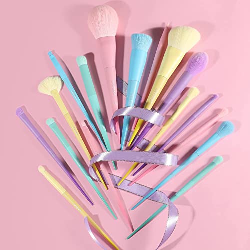 Docolor 17Pcs Colorful Makeup Brushes Set + 48Colors BOOM Eeyshadow Palette, Ultra Pigmented Matte Shimmer Metallic Natural Blendable Cream Powder Long Lasting Waterproof Make Up Eye Shadow Palettes