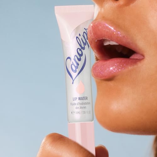 Lanolips Lanolin Lip Water - Clear Gloss Serum - Hyaluronic Acid Lip Balm and Shimmer for a Hydrated Glow - Lanolin Oil Moisturizer for Dry, Cracked Skin (10ml / 0.34 fl oz)