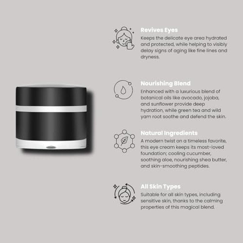 Active Eye Cream, Daily Hydrating & Firming Eye Treatment with Cucumber, Shea Butter, Peptides & Botanical Oils, Reduces Puffiness & Fine Lines, For All Skin Types, 15ml