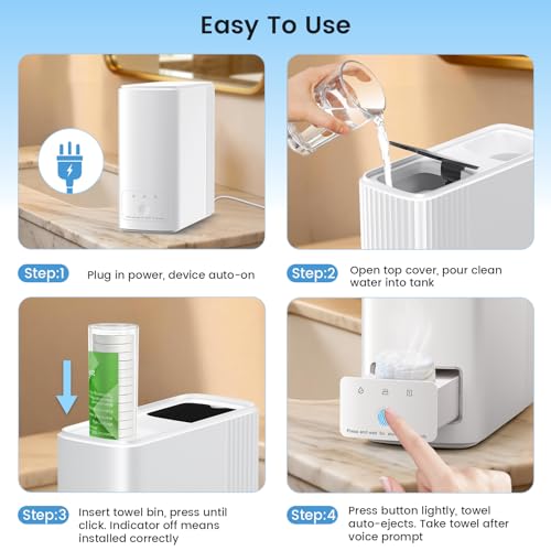 Hot Towel Dispenser Machine for Face with Fast Heating & Voice Reminder - Includes 20 Towels