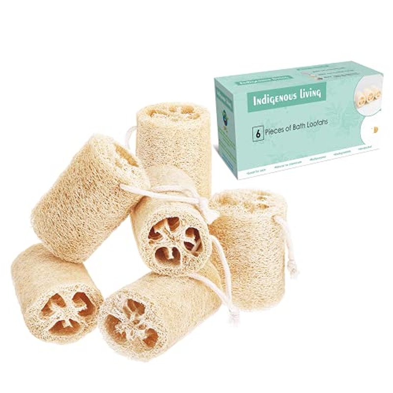 ? Natural Loofah for Bathing Exfoliating Scrubbers | Organic Bath Sponge for Spa Shower | Face, Back and Body Scrubber | Eco-Friendly (6 Large Natural Loofah)