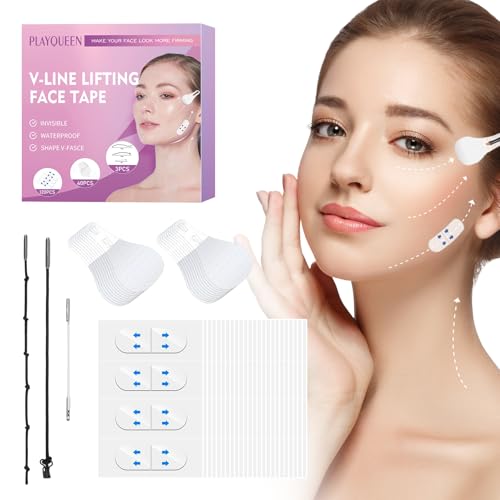 160PCS Face Lift Tape for Wrinkles & Sagging Skin ? Invisible Facelift Strips for Women, Waterproof & Comfortable, Natural V-Shape Lifting Support Aloe Vera