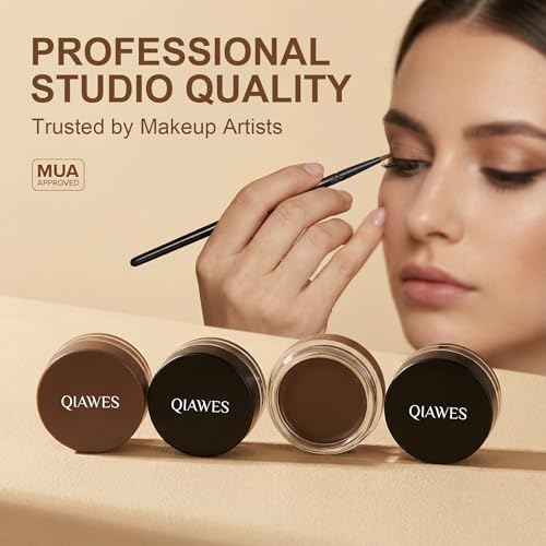 2 in 1 Black and Brown Gel Eyeliner Set Water Proof Smudge Proof, Last for All Day Long, Work Great with Eyebrow, 2 Pieces Eye Makeup Brushes Included