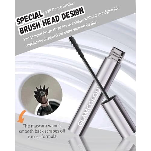 Mascara for Older Women 60 Plus,2PCS Brown Mascara Waterproof Volume and Length for Mature Women, Lengthening - Thin Long Lasting No Clumps Volumizing Mascaras Primer Ideal for Sensitive Eyes 02