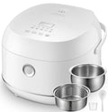 Novaspark Small 6-Cup Stainless Steel Rice Cooker with Timer - Warm White