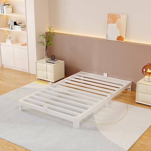 Twin 4-Inch Bed Frame with Metal Slats, No Box Spring Needed, Heavy-Duty Steel Support, Noiseless, Round Corner, Pet & Baby Safe – HQU