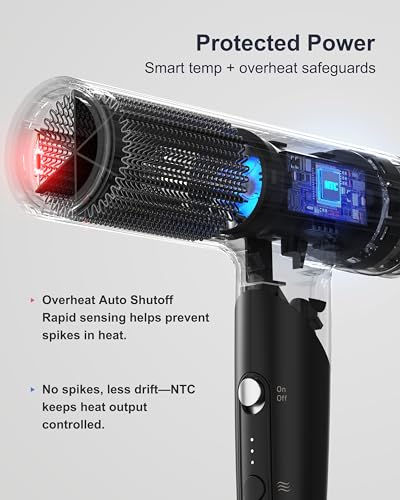 ANNLARY Matte Black Dual Voltage Travel Hair Dryer with Diffuser & Ionic Technology