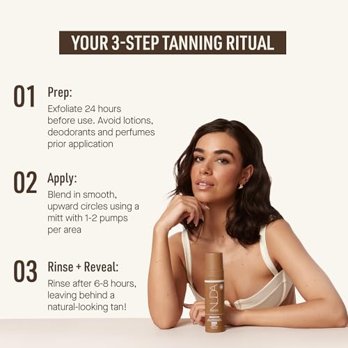 Nuda BronzeFoam Self Tanning Mousse | Lightweight, Fast-Drying & Streak-Free Sunless Tanner | Made with Niacinamide, Bakuchiol, Orchid Stem Cells, Panthenol & Ceramides | Easy to Apply (Dark, 190mL)