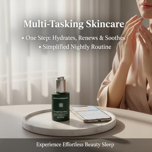Overnight Repair Serum,Derma Botanica Overnight Serum,with Multi-Molecular Hyaluronic Acid - smooth, and refresh the look of skin for a more youthful appearance. 1.76fl.oz(1pc)