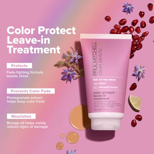 Paul Mitchell Clean Beauty Color Protect Leave-In Treatment, Boosts Shine, Keeps Color Fresh, For Color-Treated Hair, 5.1 fl. oz.