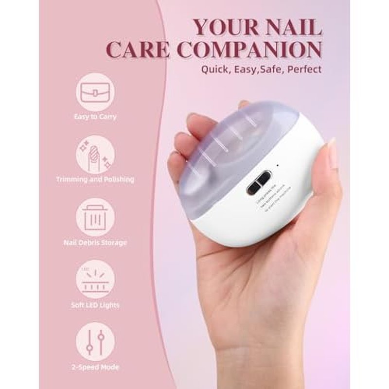 2026 Upgraded Electric Nail Clipper, Electric Nail File, 2 Speeds Automatic Nail Trimmer with LED Light & Clip Storage - USB Rechargeable for Baby, Kids, Adults, Seniors