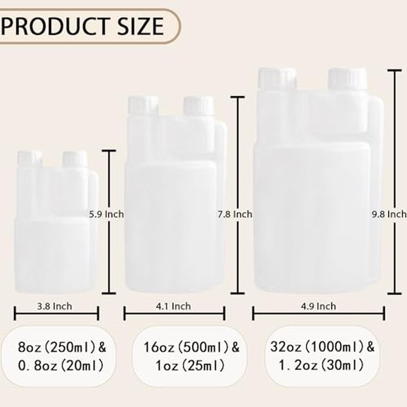 2 Pack Standard Squeeze Shot Bottle - HDPE Plastic Flask for Liquor, Portable Dispenser with Free Funnel (32OZ(1000ml) & 1.2OZ(30ml))