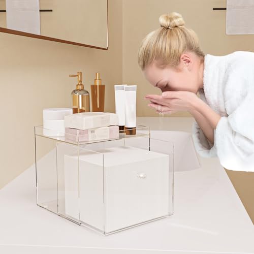 Disposable Face Towels Holder For Clean Skin Club£¬Acrylic Face Towels Container Drawer, Custom Made Holder For Home And Makeup Organization (Towels Not Included)