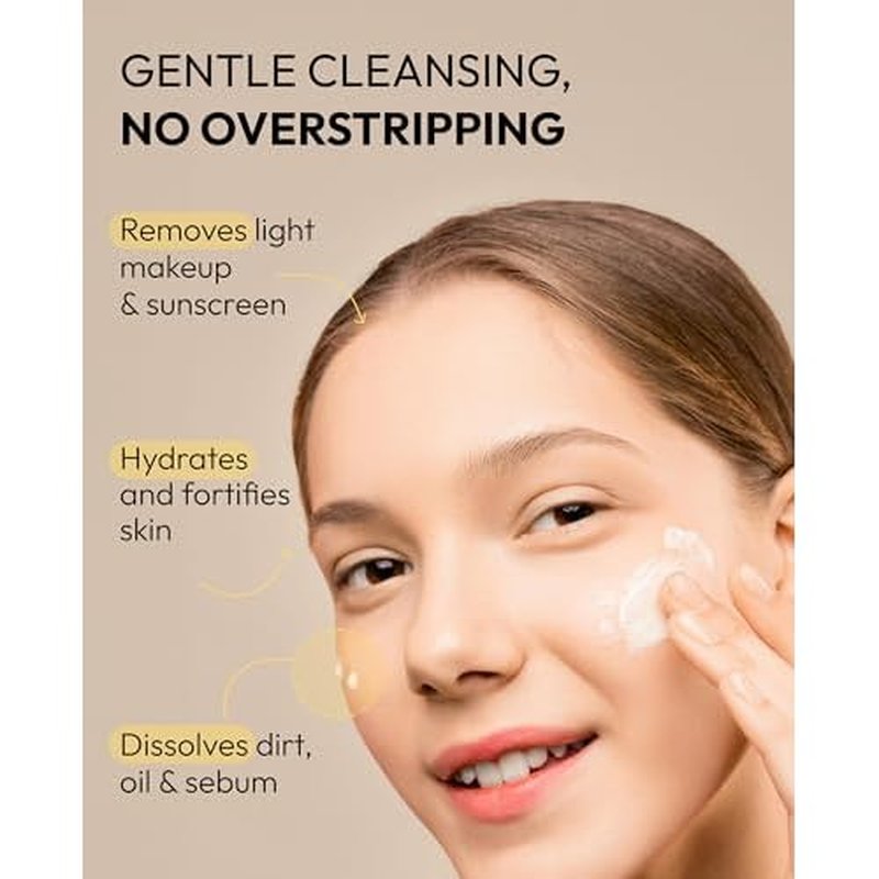 De:maf All Day Glow Creamy Milk Cleanser | Gentle Face Wash for Sensitive Skin, Korean Face Wash & Hydrating Facial Cleanser with Hyaluronic Acid, Ceramides, Panthenol (10.14 fl oz)