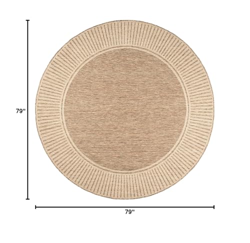 nuLOOM Asha 7' Round Indoor/Outdoor Area Rug - Light Brown Border