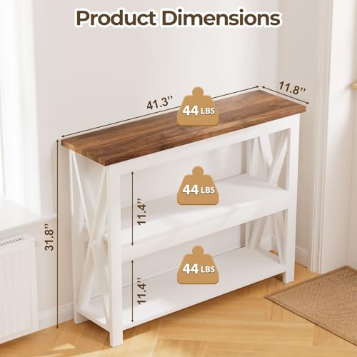 Vilaxing 3-Tier Wood Entryway Table 41.3" Console Shelf White