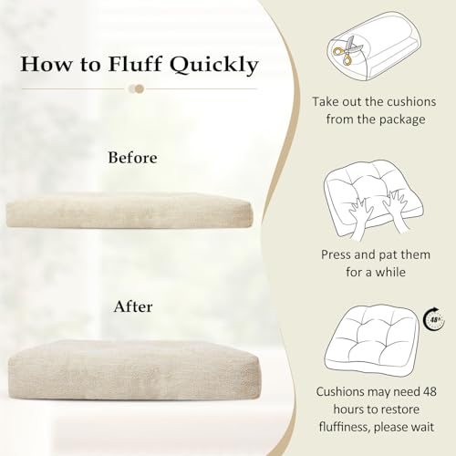 Dining Chair Cushions 4 Pack Beige 18x18x4 Inch Non-Slip Tufted Supportive Pads
