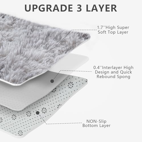 8x10 Grey Mottling Shag Area Rug for Bedroom Living Room Plush Fluffy Carpet - Tie-Dye Grey