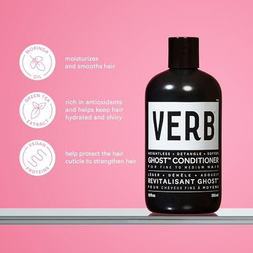 VERB Ghost Conditioner, 12 fl oz- Infused with Moringa Oil -Moisturizes Fine and Weighed Down Hair - Vegan, No Parabens or Harmful Sulfates