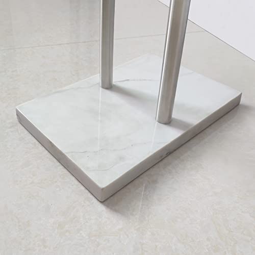 Standing Towel Rack 40 Inch Double-T Shape with Marble Base - Brushed Nickel