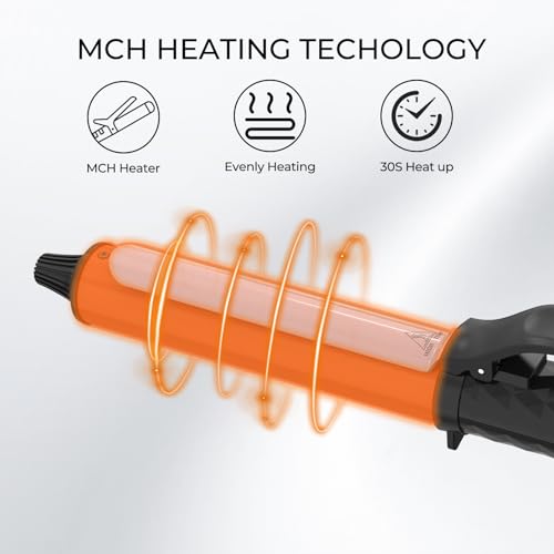25 Inch Ceramic Curling Iron with 6.2-Inch Barrel, Adjustable Temp, LED Display, Dual Voltage