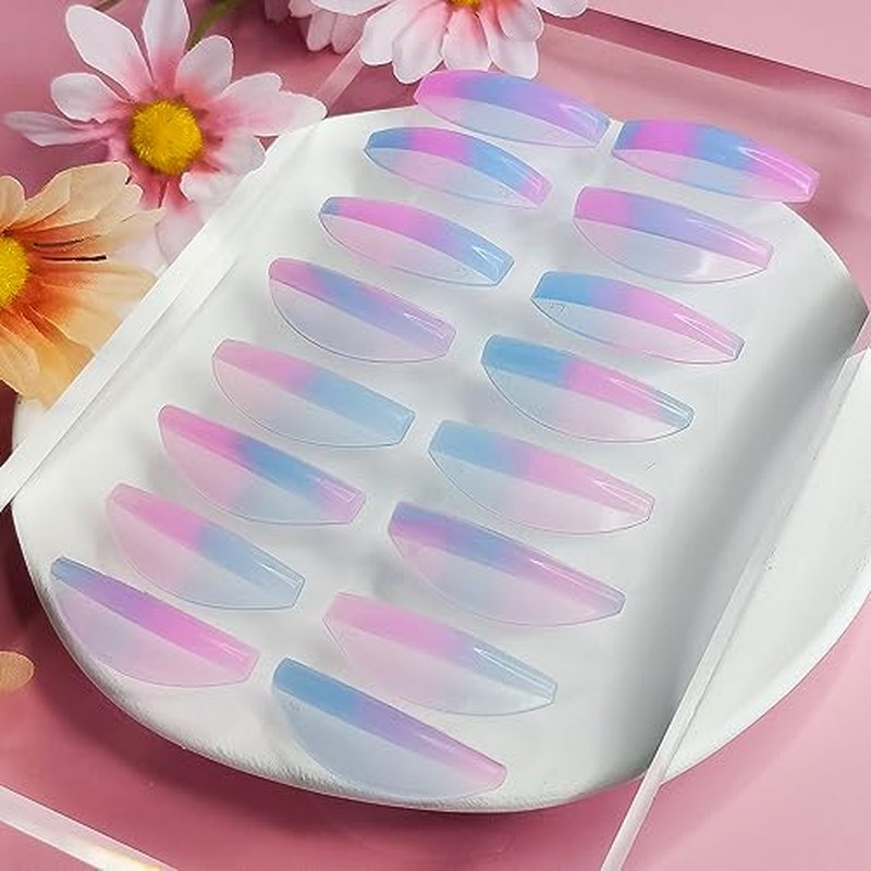 Libeauty Eyelash Lift Rods Reusable Lash Perm Pads 8 Pairs Set of Combi Silicon Pads C-Curl Eyelash Lifting Shield DIY Use at Home or Salon Lash Perming Tool