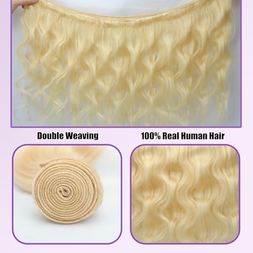 613 Blonde Body Wave Hair Bundles - 12 Inch Brazilian Virgin Human Hair - Variation BW-12 / 613