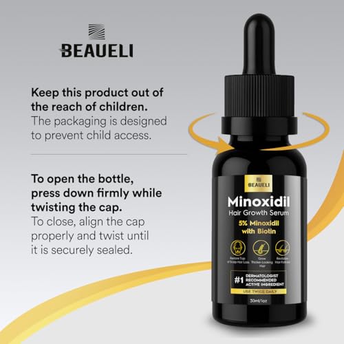 Beaueli 5% Minoxidil Hair & Beard Growth Serum - 1oz Pack of 3 for Men & Women