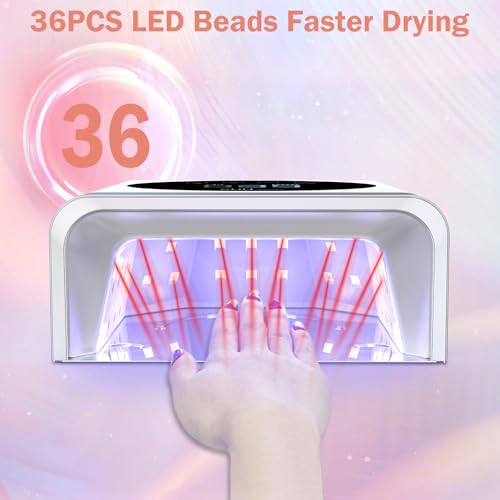NAILGIRLS UV LED Nail Lamp, Cordless Rechargeable 150W Fast UV Lamp for Nails, UV Nail Dryer Light with 4 Timer Setting Auto Sensor Professional Curing for Fingernail and Toenail Home Salon Use
