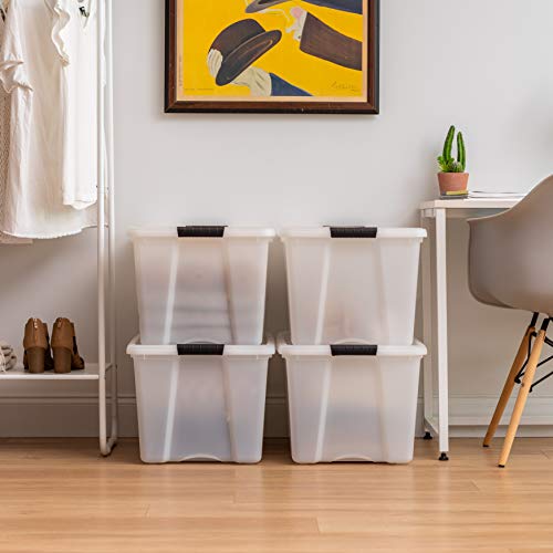 Pearl 4-Pack 72 Quart Stackable Storage Bins with Lids - Made in USA
