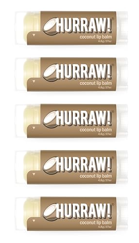 Coconut Lip Balm Set - 5 Organic Vegan Natural Balms, Cruelty-Free, Made in USA