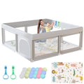 Baby Playpen with Mat and Ocean Balls - Light Grey + 50x50 Inch Play Area