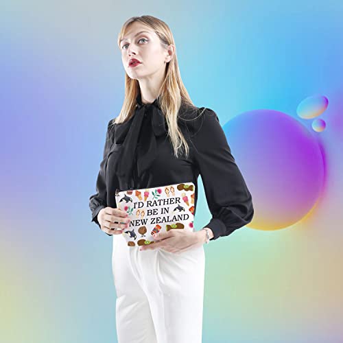 XYANFA New Zealand Gifts For Women - Travel & Makeup Bag (I'd Rather Be In New Zealand)