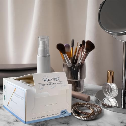 2400 Count Bamboo Cotton Swabs Pack of 4 Double-Tipped Ear & Makeup Applicators
