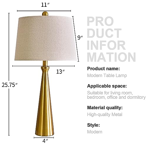 25.75-Inch 3-Way Dimmable Touch Control USB Table Lamp Set of 2 - Gold