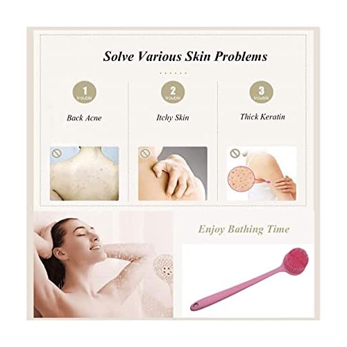 Silicone Body Scrubber, Long Handle Back Scrubber for Shower, Silicone Body Brush Shower Scrubber for Body, Shower Srush Back Brush Body Exfoliator