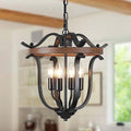 Brown 4-Light Farmhouse Chandeliers Vintage Cage Ceiling Light Fixture