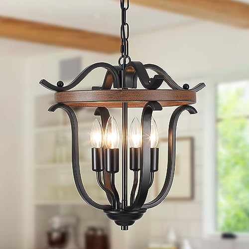 Brown 4-Light Farmhouse Chandeliers Vintage Cage Ceiling Light Fixture