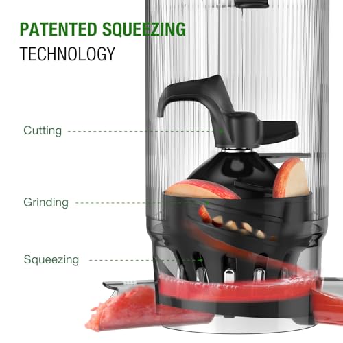 TUUMIIST Cold Press Juicer Machine with 5.8-Inch Extra Large Feed Chute – Easy to Clean BPA-Free White
