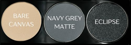 Blue Eyeshadow Palette - Vegan, Paraben-Free, Cruelty-Free Makeup Set - 3 Shades - Off White, Matte Grey & Glitter Black - Variation of PALETTE (3 Shades)