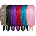 6 Pack Satin Hair Bonnets for Women – Large Silky Sleep Caps with Tie for Curly & Braided Hair, Red