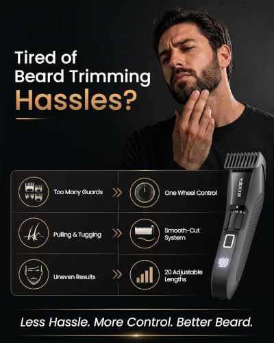 VIKICON Adjustable Beard Trimmer with 20 Length Settings, Cordless Waterproof Men’s Grooming Tool