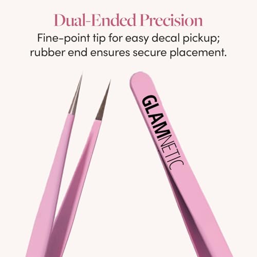 Glamnetic Nail Decal Tweezers | Dual-Ended Nail Art Tool, Precision Tip & Silicone | Easy, Mess-Free Applicator Manicures & Press-On Nails