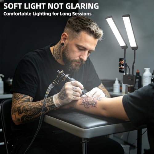 Dual Arm Tattoo & Lash Light with Tripod & Phone Holder - 45W Studio Lighting