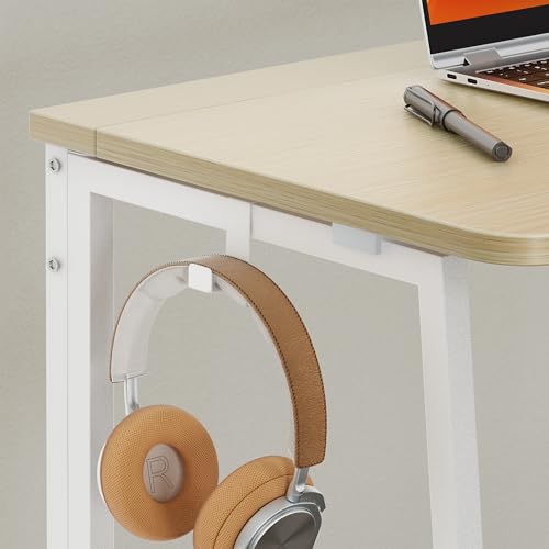 Large 47.2-Inch Folding Computer Desk with Oak Finish, Space-Saving Design