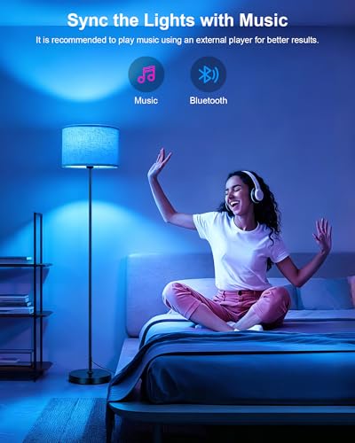 FRIDEKO HOME Beige 2-Pack Floor Lamps with Remote & Color Changing LED Bulbs