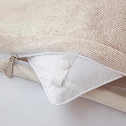 King Chenille Duvet Cover Set - Boho Textured Soft Bedding, Beige, King Size
