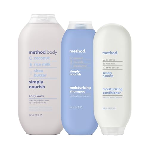 Method Body Wash & Hair Care Gift Set - Paraben & Phthalate-Free, Recycled Plastic Bottles, Nourishing Coconut & Shea Scent, Sample & Gift